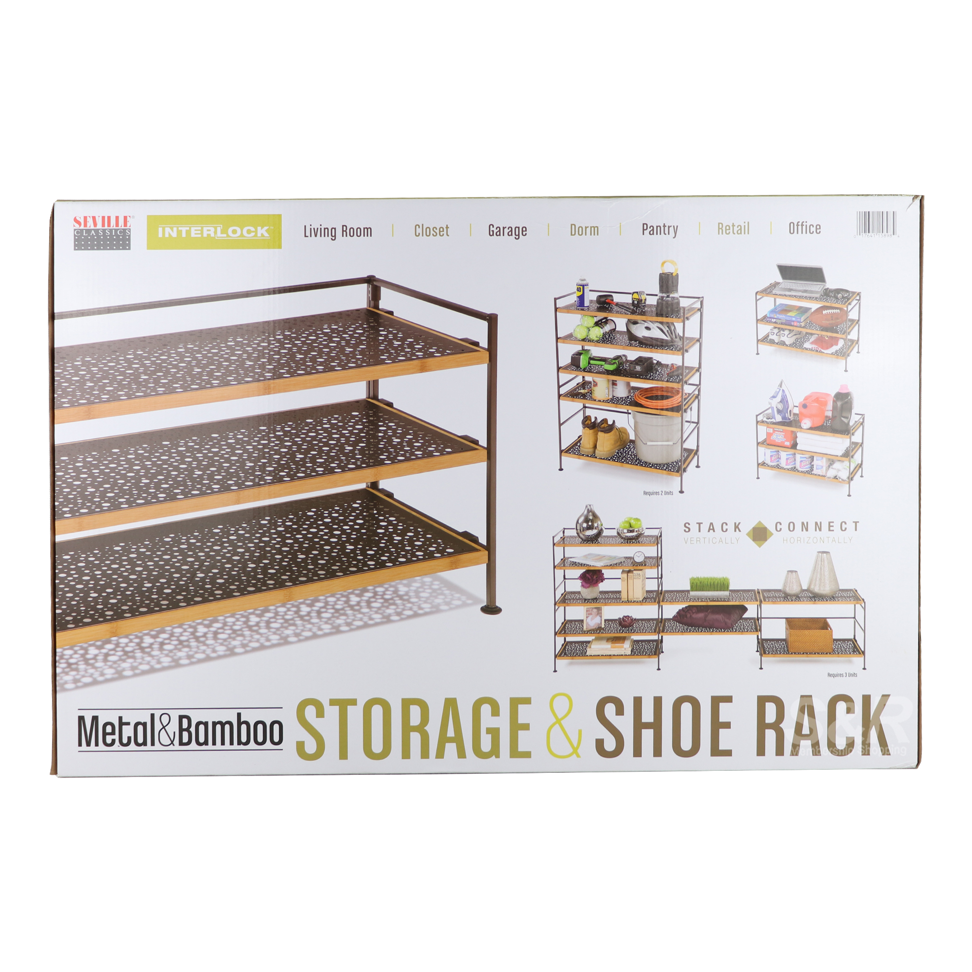 Seville Classics Metal and Bamboo Interlock Storage and Shoe Rack 1pc